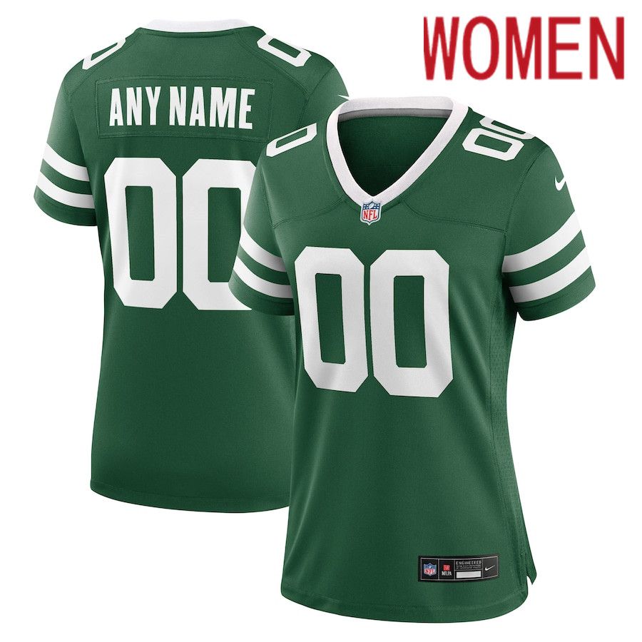 Women New York Jets Nike Legacy Green Custom Game NFL Jersey->customized nfl jersey->Custom Jersey